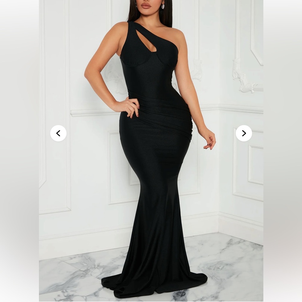Fashion Nova As You Know It Dress - Black Asymmetrical Mermaid Gown